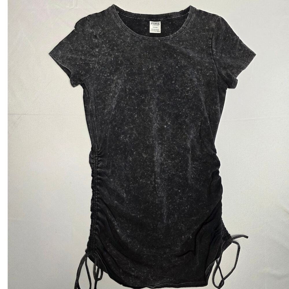 PINK Victoria's Secret black acid wash ruched side t-shirt dress Size M